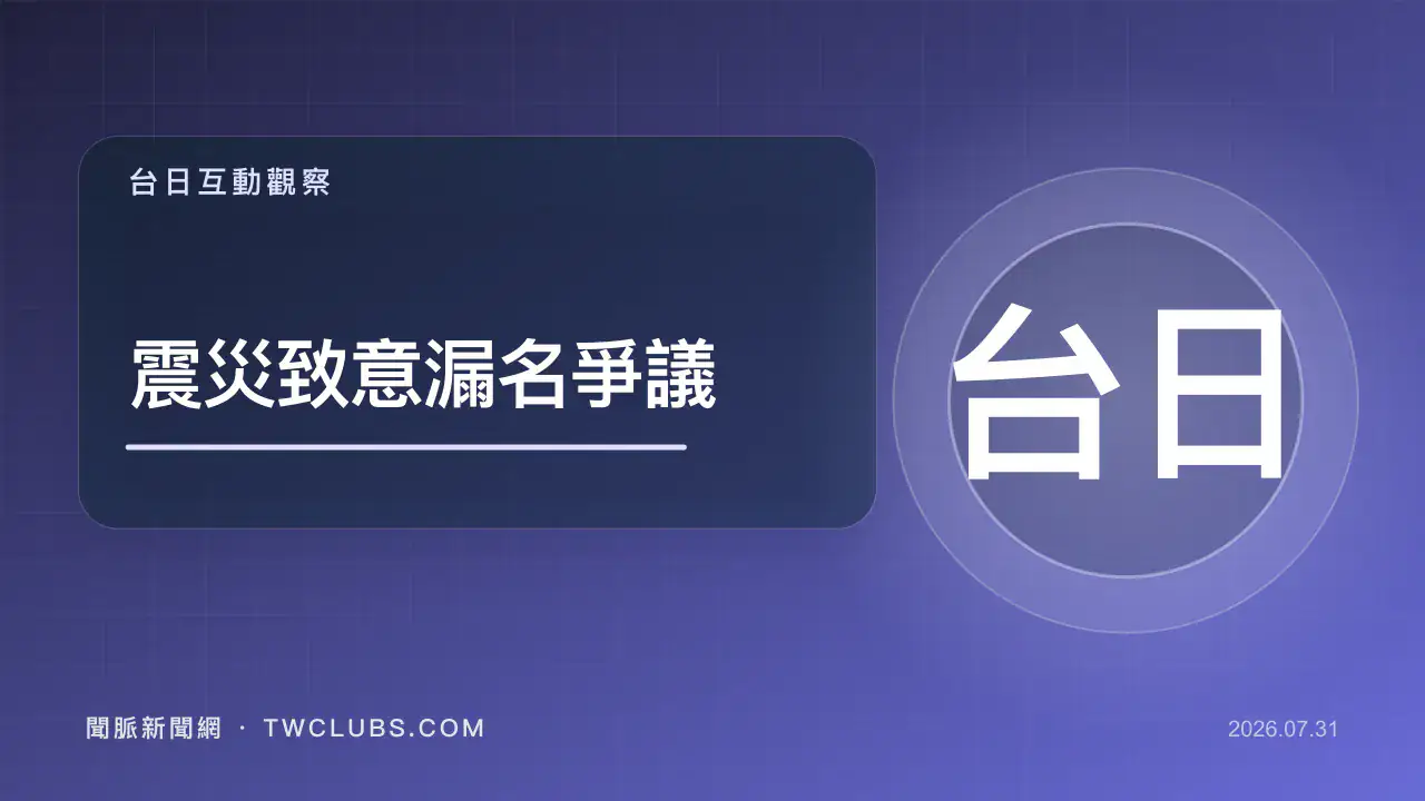 靛藍色台日圖卡標示震災致意漏名爭議與台日字樣