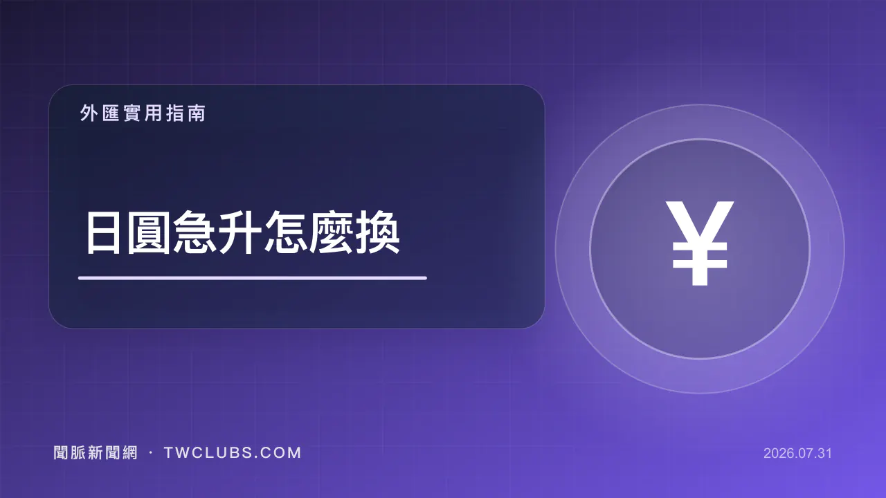 紫色外匯圖卡標示日圓急升怎麼換與日圓符號